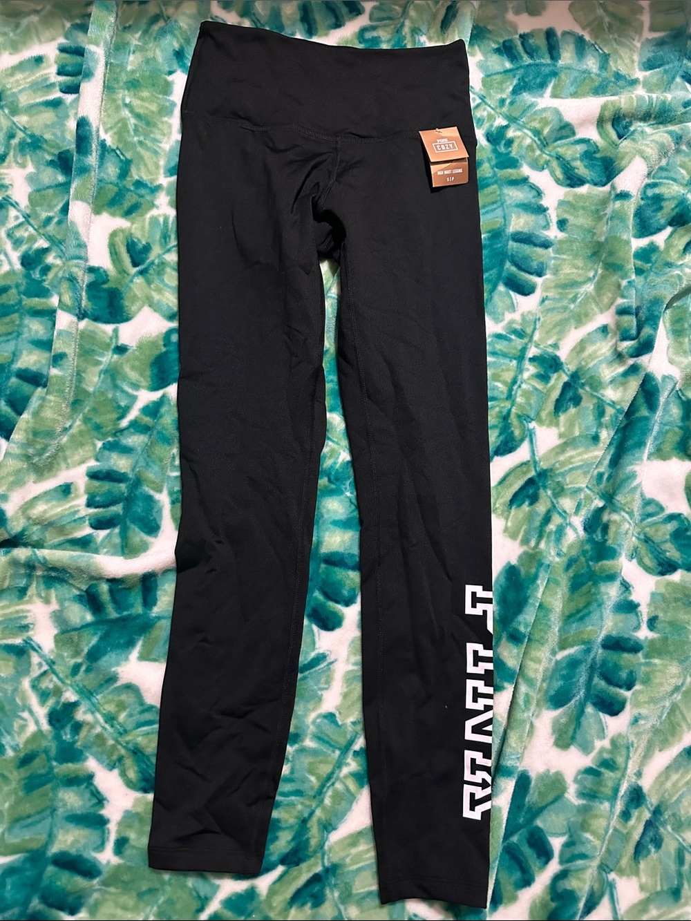 Victoria’s Secret Pink Black Cozy High Waist Leggings,S,NWT